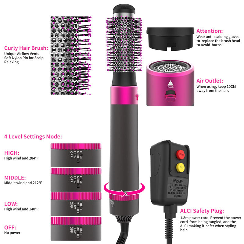 5-In-1 Hair Dryer Brush with Straightening and Curling Functions - Teleplus 5-in-1 hair dryer brush straightening