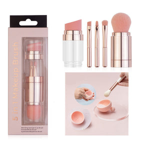 5-in-1 Makeup Brushes Multifunctional Portable Foundation Eyeshadow Puff Powder Maquillaje Cosmetic With Brush Cleaning