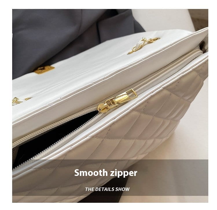 Large Capacity Shoulder Bag in Black or White with Diamond Embroidery Thread