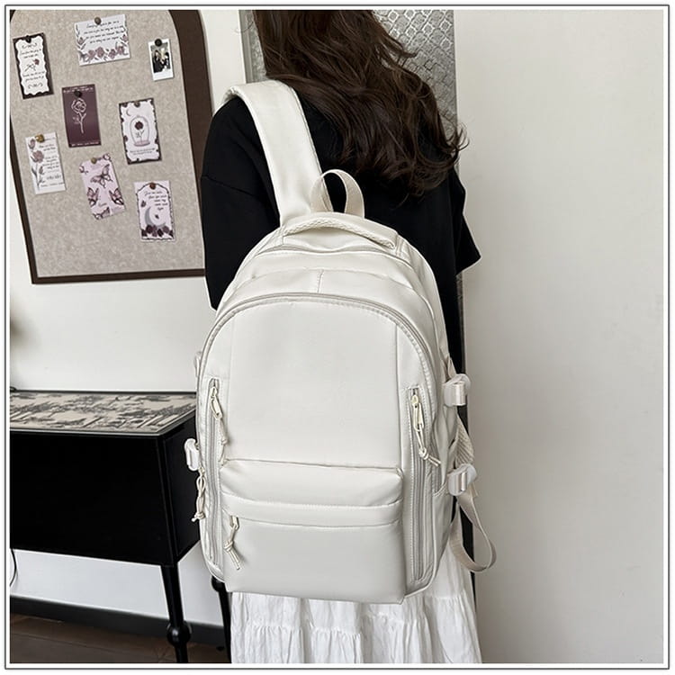 Solid Color School Rucksack Polyester Nylon Urban Umhängetasche für Männer und Frauen