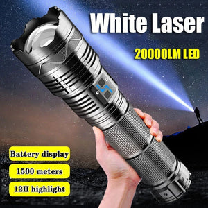 50W Battery Power Bank with Optical Zoom Flashlight and USB Charger in White Laser Finish - Teleplus United States