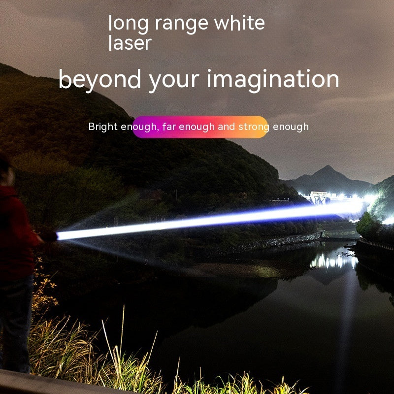 50W Battery Power Bank with Optical Zoom Flashlight and USB Charger in White Laser Finish - Teleplus United States