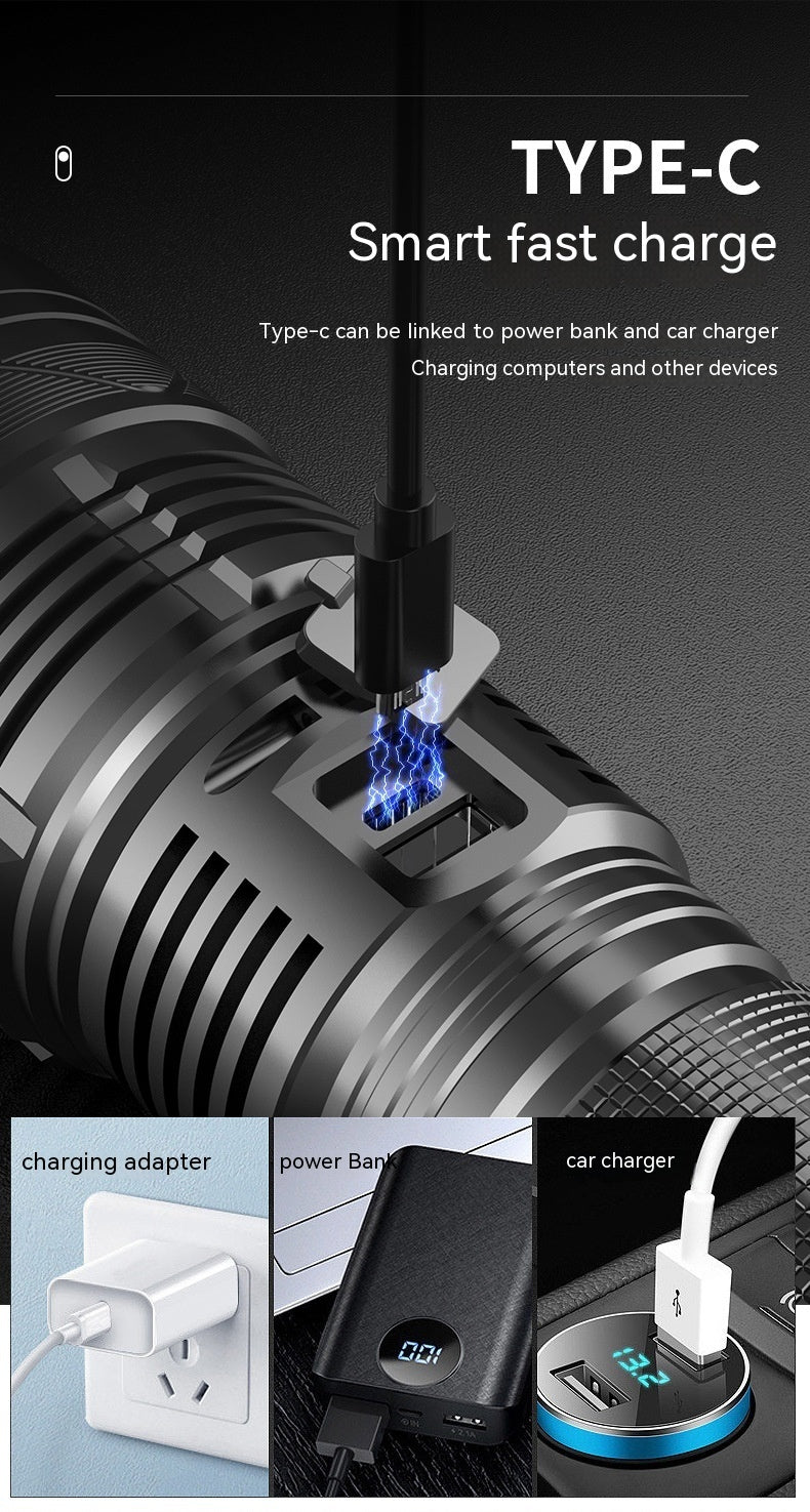 50W Battery Power Bank with Optical Zoom Flashlight and USB Charger in White Laser Finish - Teleplus United States