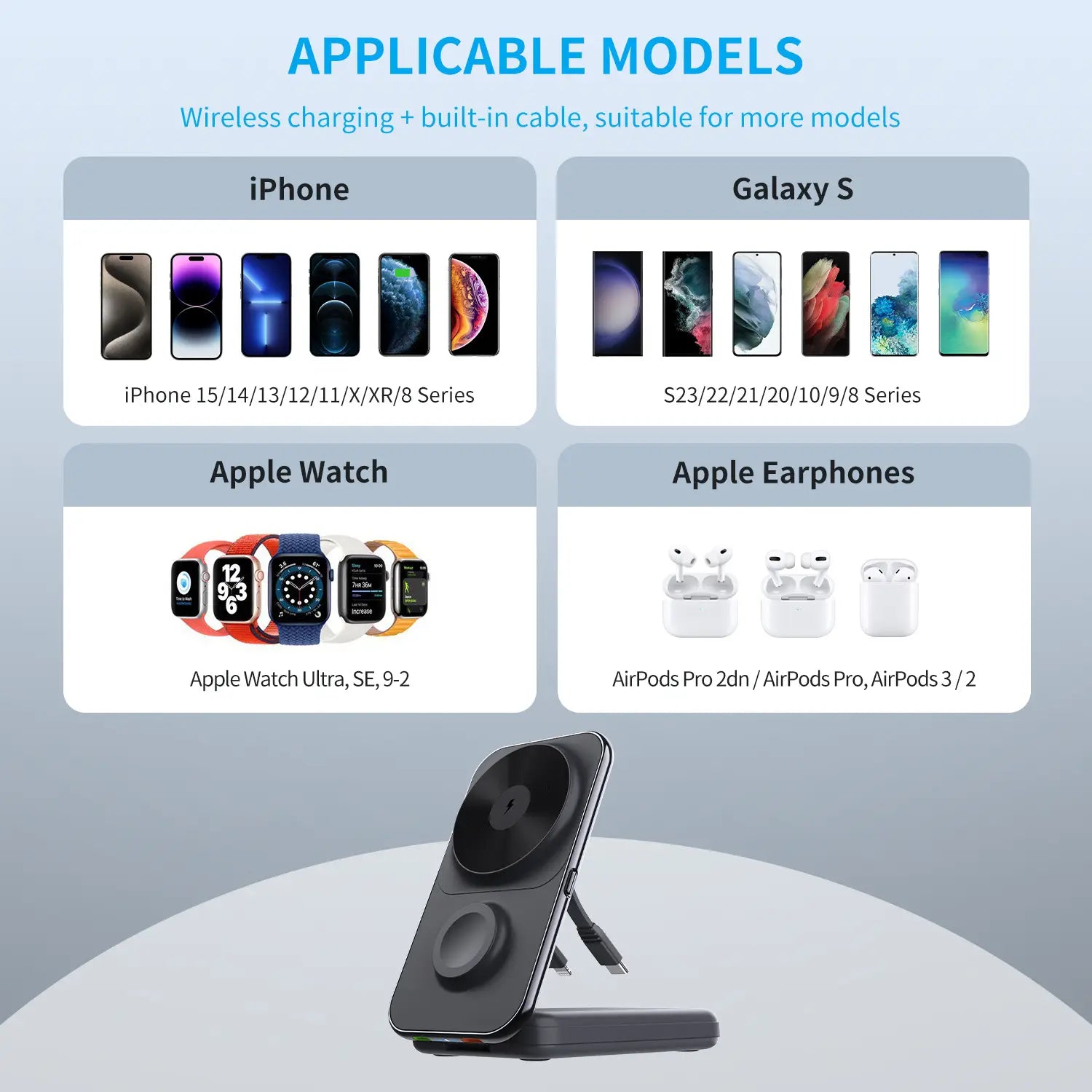 8000mAh Wireless Magnetic Power Bank with Cable Output for Fast Charging