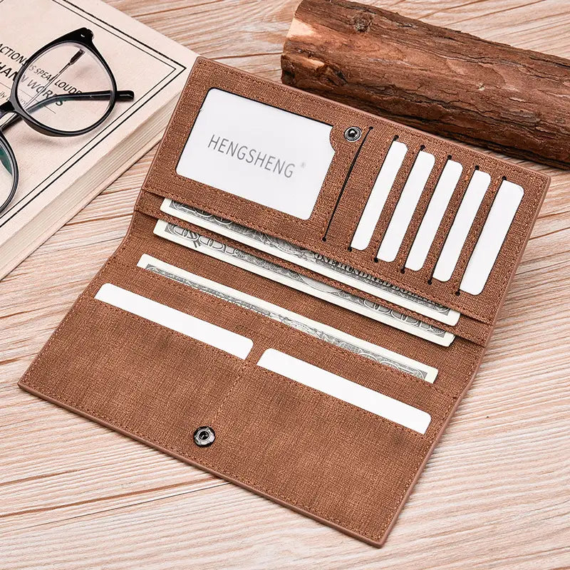 United States PU Leather Long Wallet with Card and ID Slots