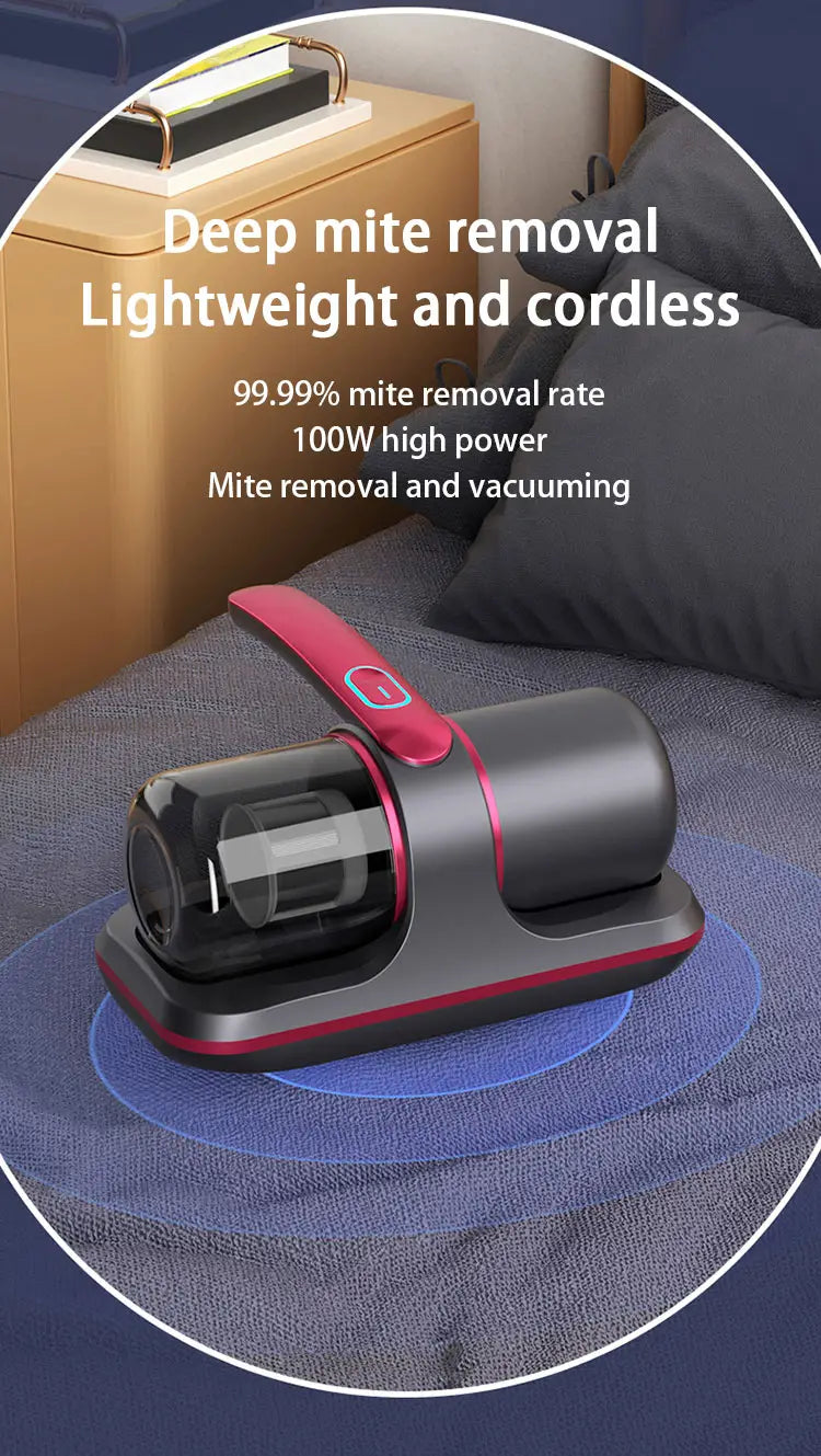 Cordless Bed Vacuum Cleaner for Dust Mite Removal and Home