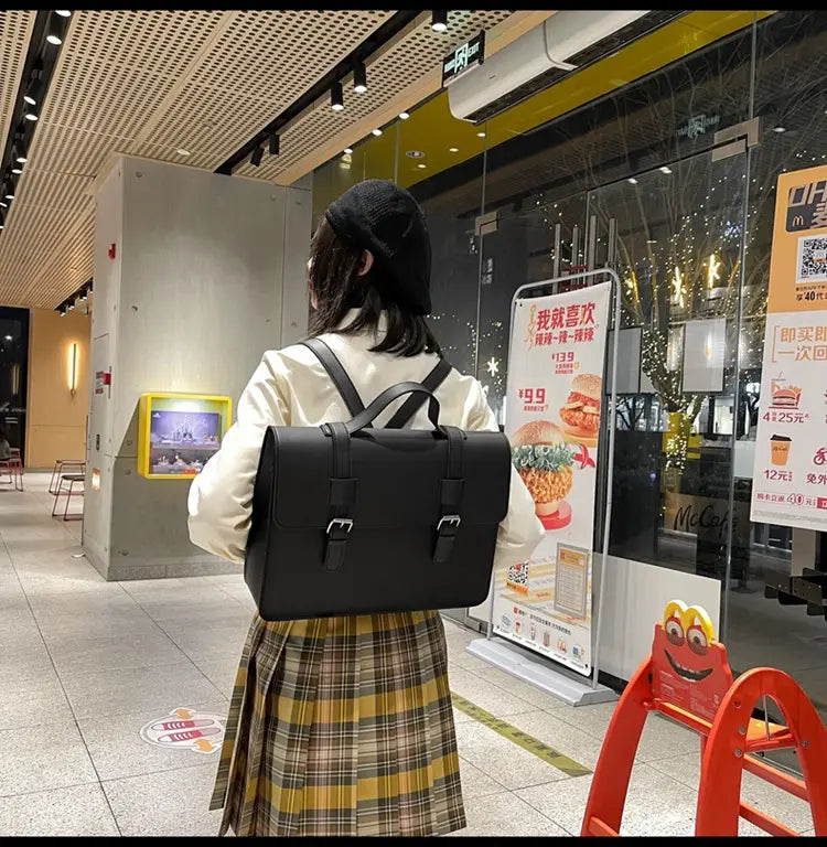 Large Capacity Backpack Korean Retro with Polyester Lining and Sandwich Pocket