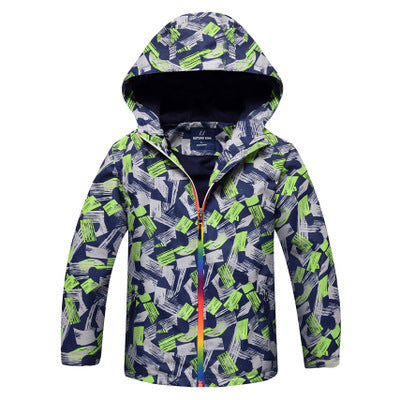 Boys’ Outdoor Sports Windbreaker With Warm Waterproof Cloth