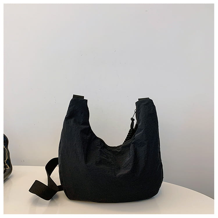 Nylon Messenger Bag Beige Black Travel Crossbody Shoulder Suitcase Purse