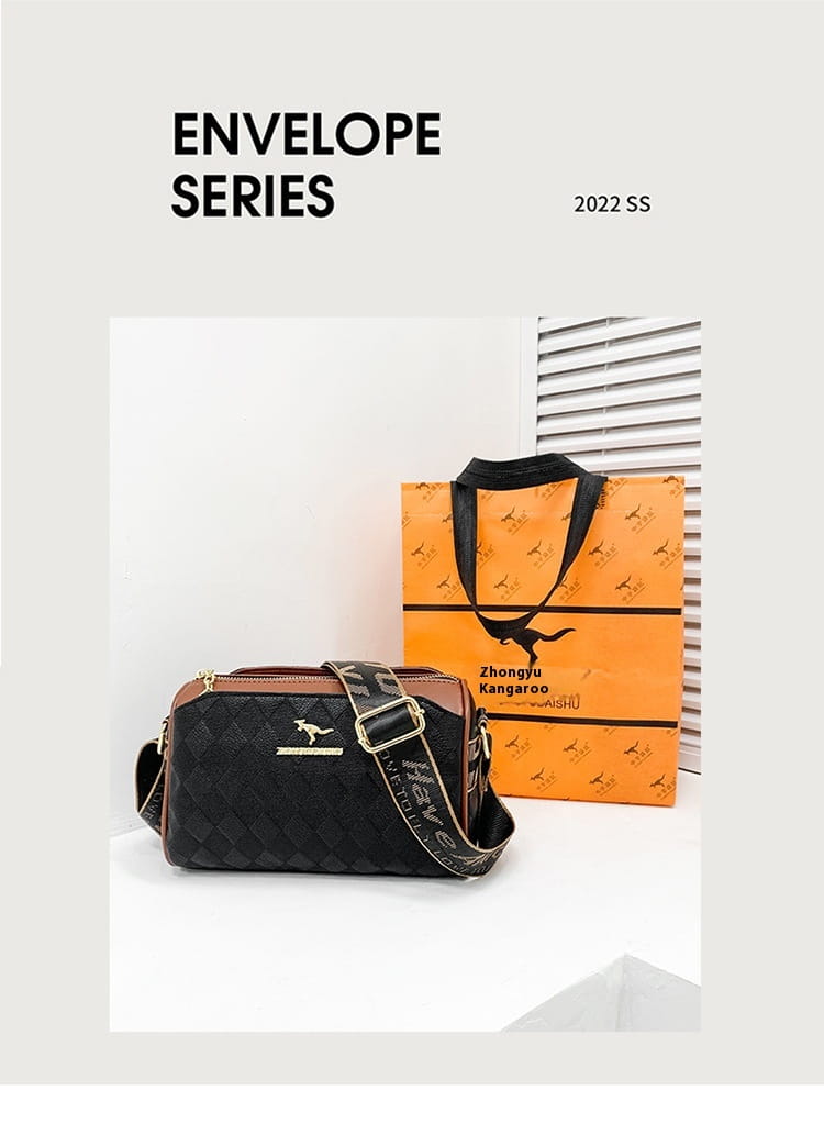 Chessboard Plaid Bag with Wide Shoulder Strap and Multiple Storage Pockets