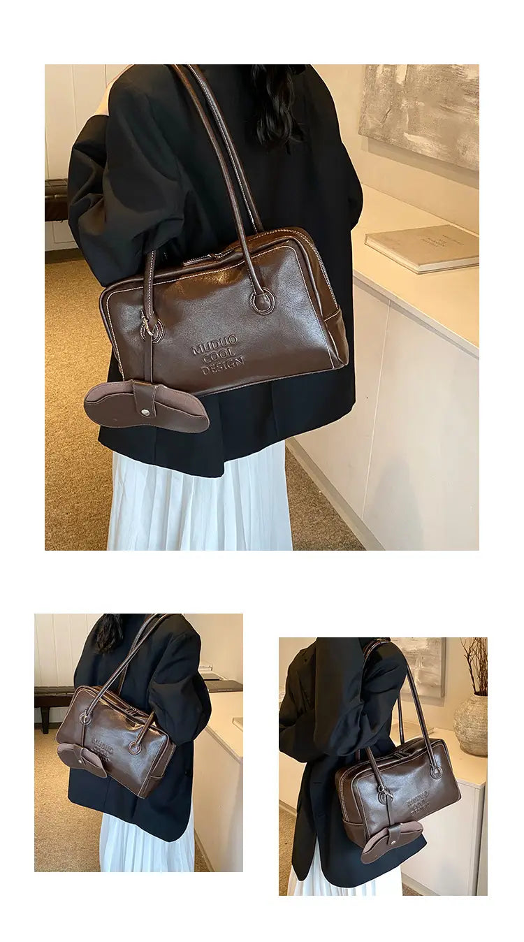 Casual Tote Bag Retro Fashion Polyester Cotton Brown and Red