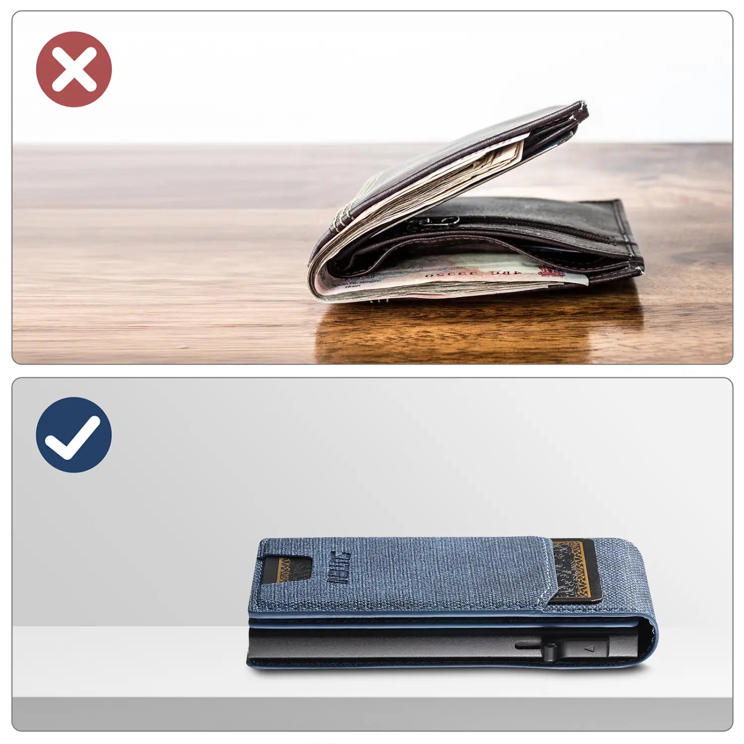 Portefeuille de carte kh2nz portefeuille rétro en cuir magnétique slim bifold pour hommes femmes