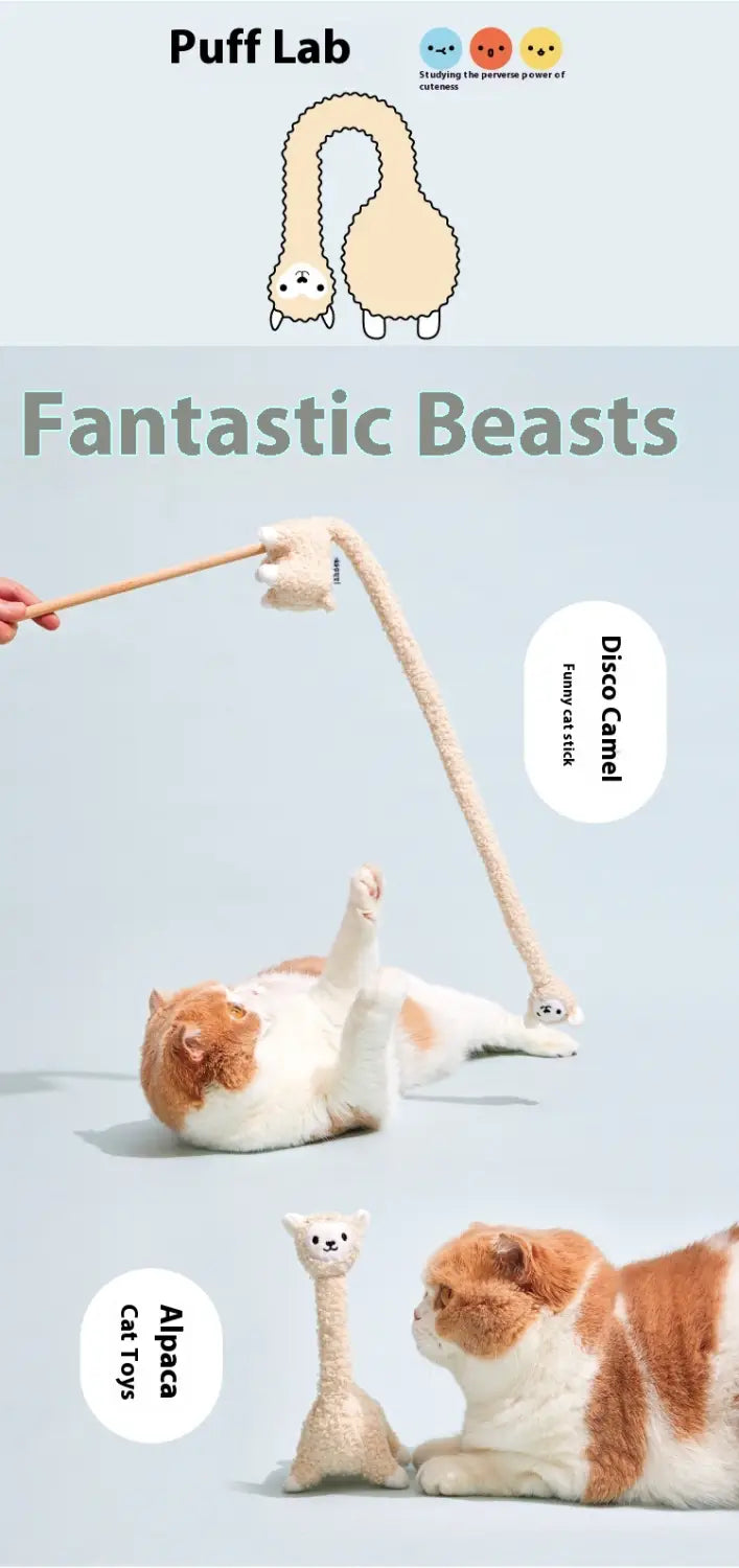 Magic Animal Cat Teaser Alpaca Pehmo -lelu Interactive Teasing Stick
