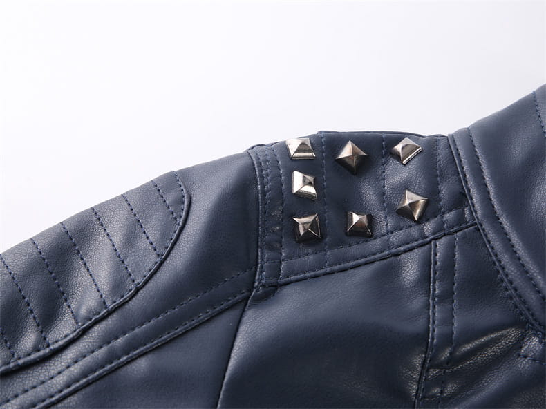 Solid Color Leather Fabric for Fashion Casual Jackets in Black and Royal Blue