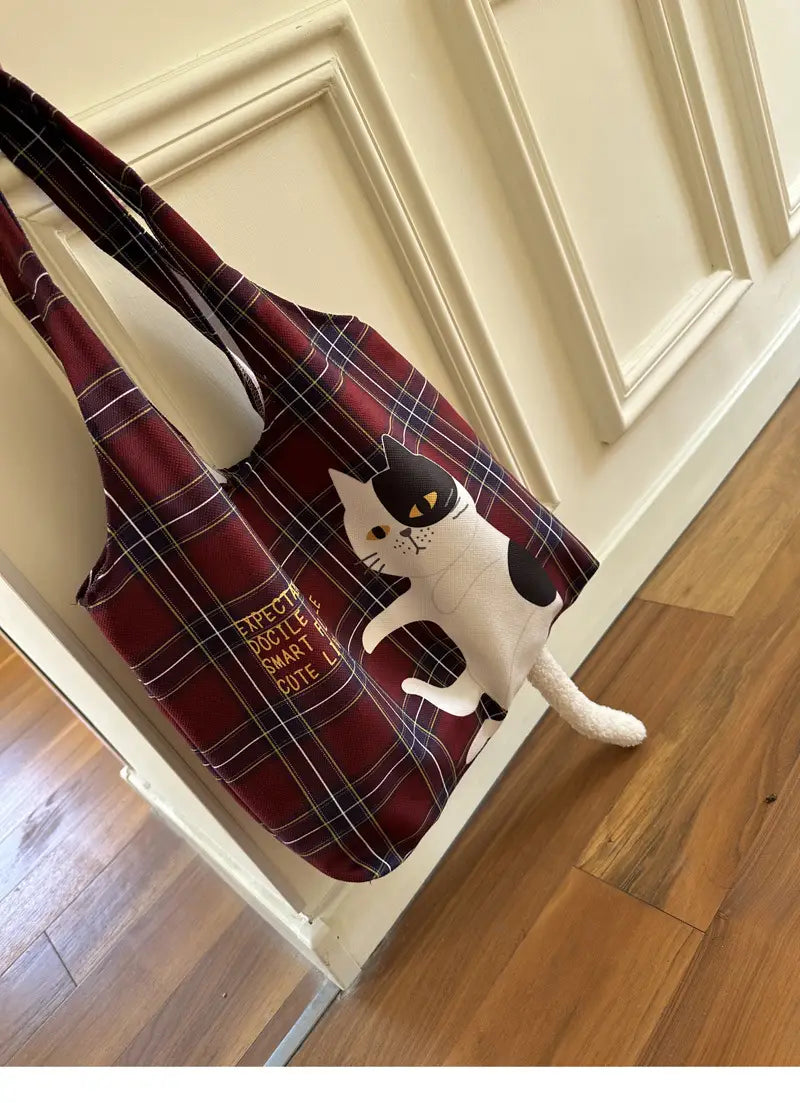 Plaid Flocking Cat Vest with Scottish and Soft Plush Design