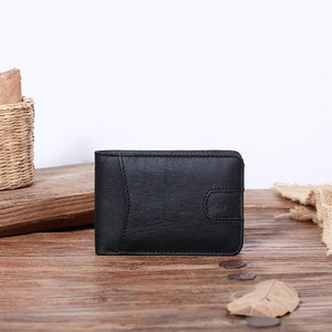 Men’s Short Leather Oil Wax Wallet Card Holder - Wallets for Men Who Don’t Like Bulges in Pockets