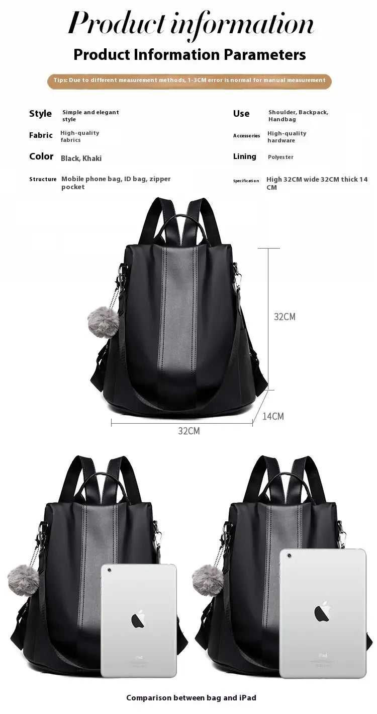 Large Capacity Casual Backpack with Double Nylon Carrying Space