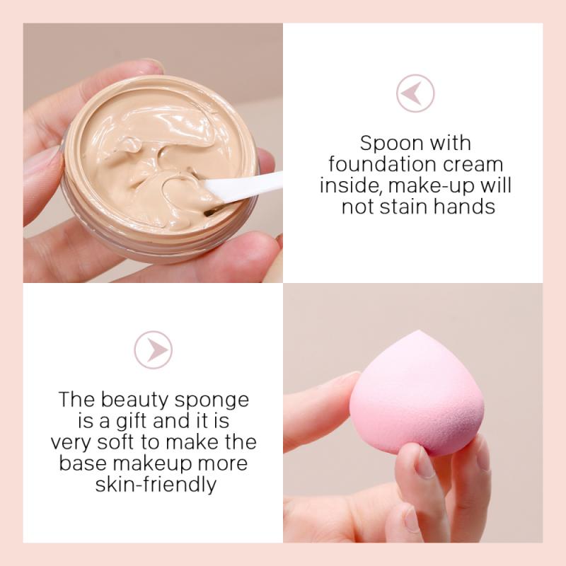 4colors Lightweight Foundation Concealer Cream With Makeup Sponge Brightening Moisturizing Liquid Foundation BBCream