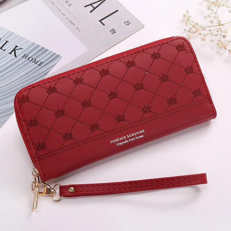 Long Crown Embroidery Thread Single Zip Clutch Wallet Women - Embroidery Thread Wallet Taking Fashion to New Heights