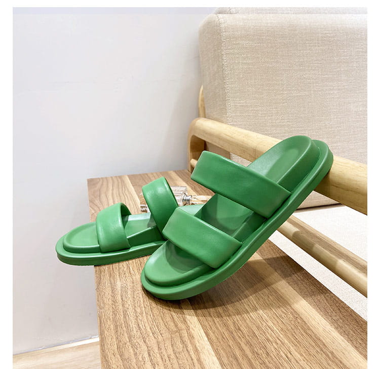 Black Sheepskin Flat Heel Slippers with Rubber Foam Sole