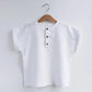 24 Summer New Children’s Loose Linen Cotton Short-sleeved T-shirt Mori Style Front Button Thin Style Top Shirt Baby