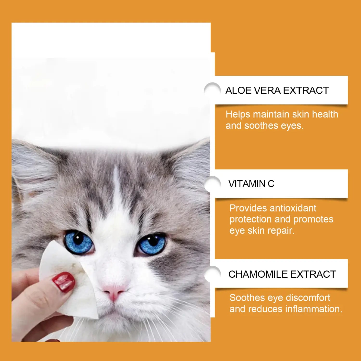 Haustier -Tränenfärbung nasse Wischtücher für Hunde und Katzen 60 Zählerpflegezubehör