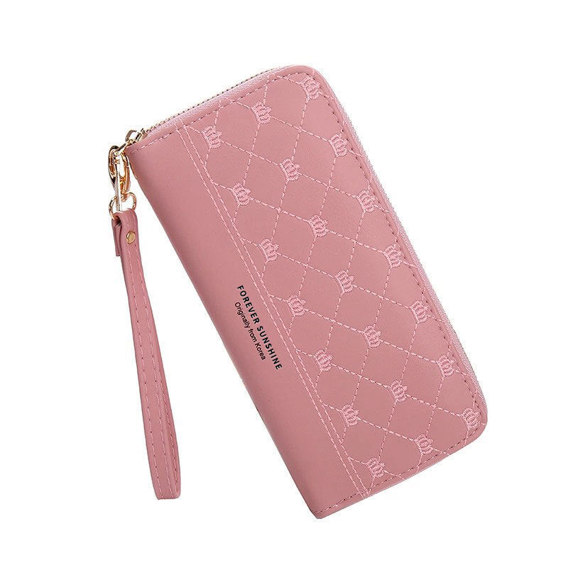 Long Crown Embroidery Thread Single Zip Clutch Wallet Women - Embroidery Thread Wallet Taking Fashion to New Heights