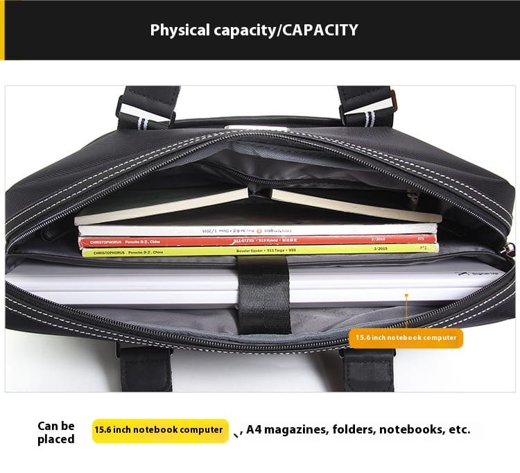 Black Oxford Cloth 16 Inch Waterproof Business Travel Men’s Handbag