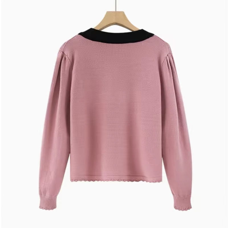 Kontrastfarge bomulls blanding løs passform koreansk casual top for kvinner