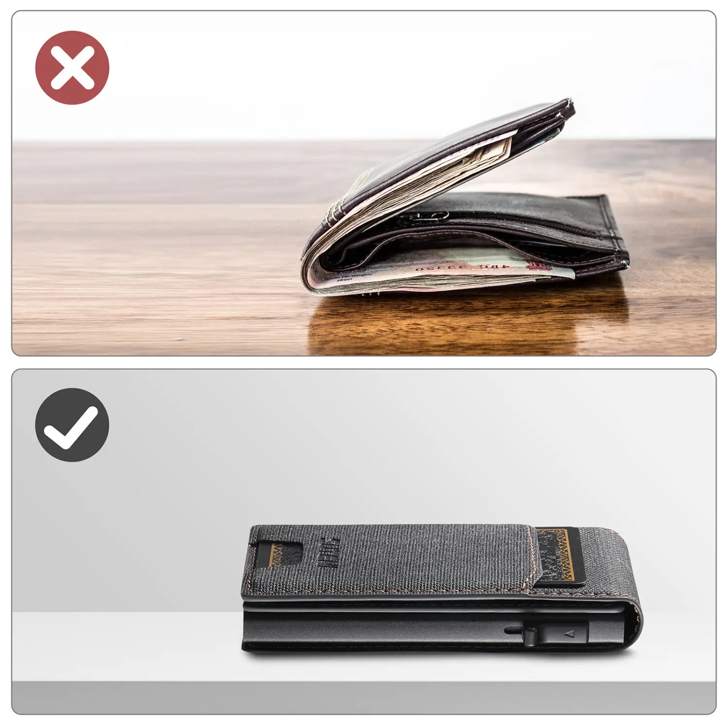 Portefeuille de carte kh2nz portefeuille rétro en cuir magnétique slim bifold pour hommes femmes