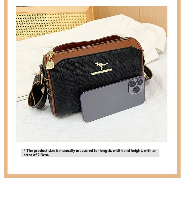 Chessboard Plaid Bag with Wide Shoulder Strap and Multiple Storage Pockets