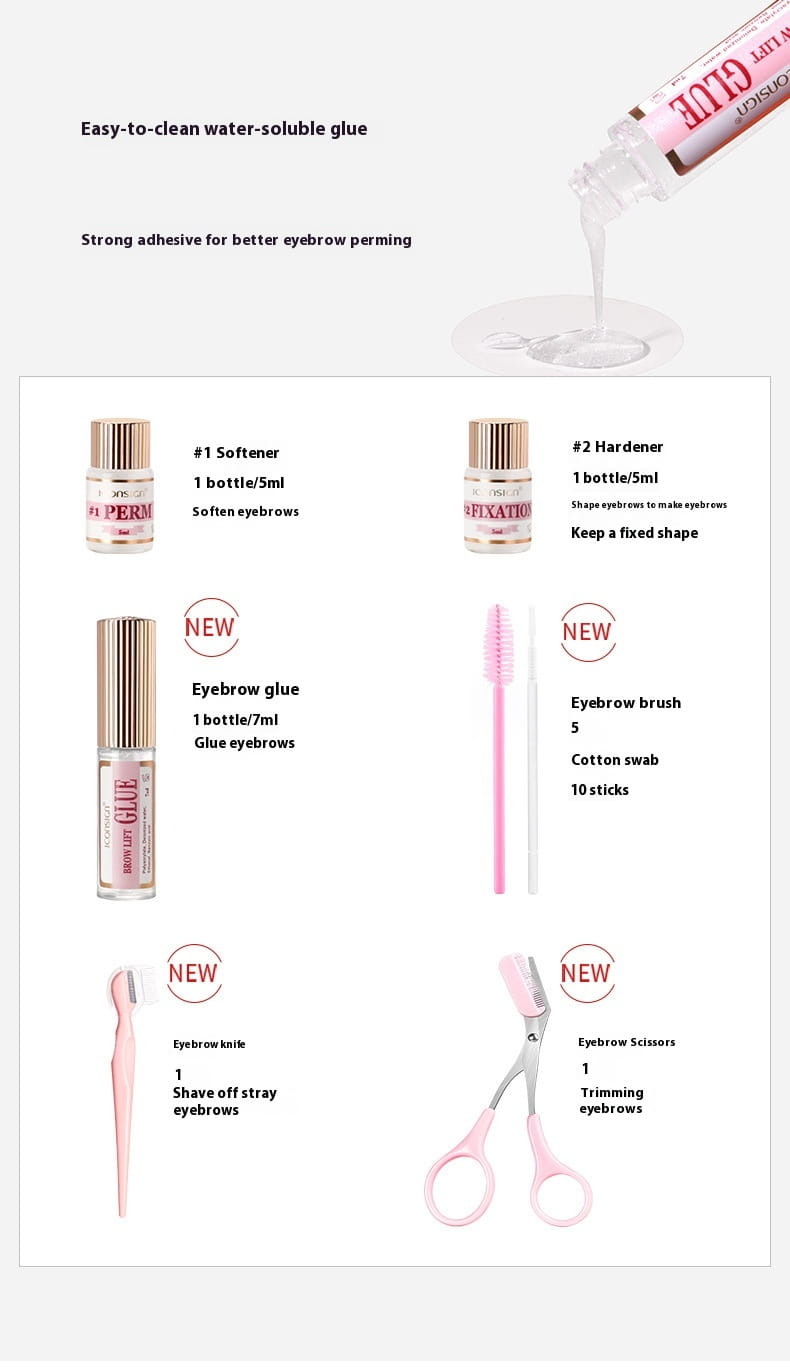 Pink Eyebrow Perm Kit for Quick Styling and Relaxing