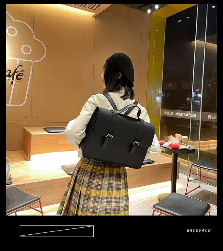 Large Capacity Backpack Korean Retro with Polyester Lining and Sandwich Pocket