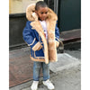 Boys' Warm Fur All-in-one Fashion Hooded Jacket - Blue