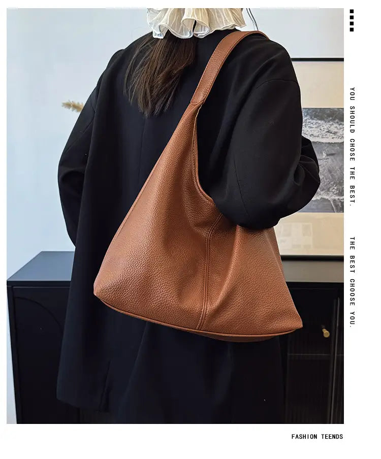 Borsa per secchio in pelle PU con tasche con cerniera borsetta di grande capacità per le donne