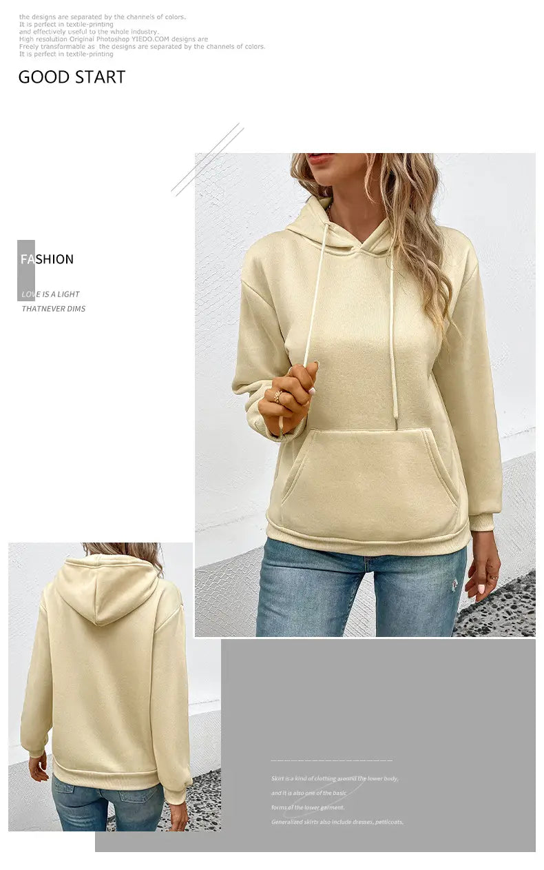 Japanese Korean Casual Pullover Sweatshirt with Pockets Polyester Unisex