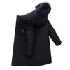 Children's Down Jacket Boys' Mid-length Thickening Plus Size Fur Collar Coat - Black And Black Fur