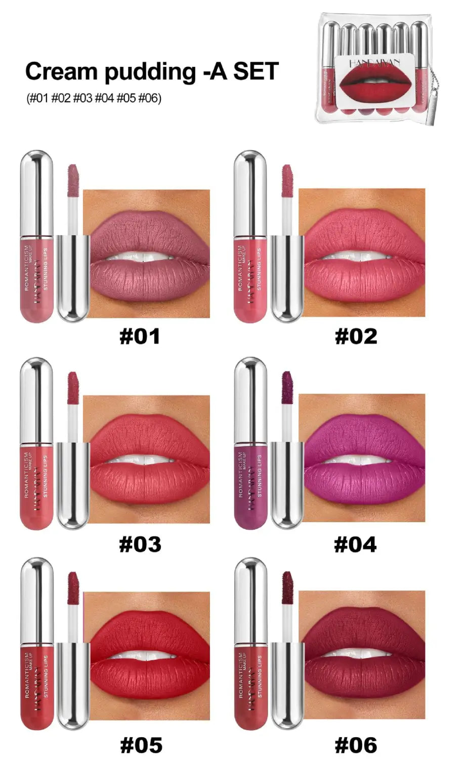 Waterproof 6-Color Lip Gloss Suit with Stain-Free Capsules for Lasting Wear