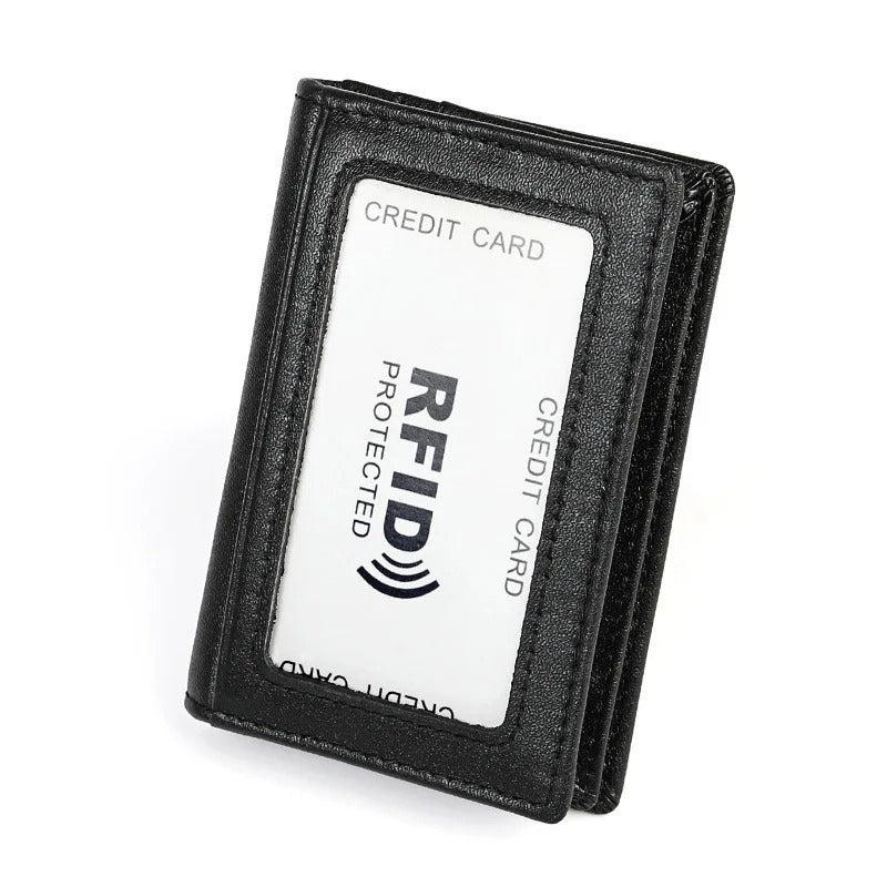 Leather Anti-magnetic RFID Anti-theft Swiping Change Document Package Card Holder - Keep Your Coins Safe with KB86