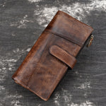 Vintage Rubbed Leather Fashion Stitching Long Wallet - Retro Style Wallet for Your Cash’s Best Adventures