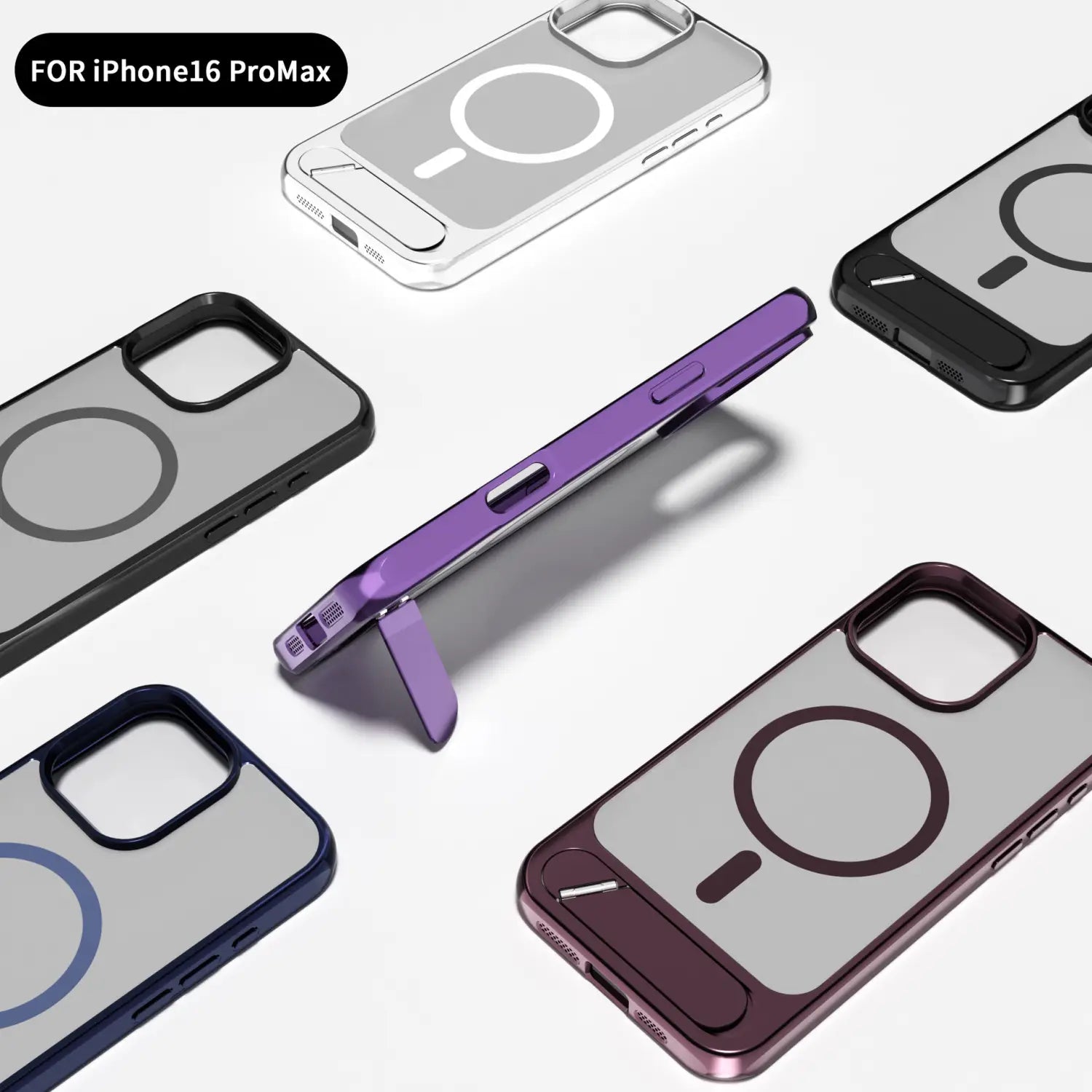 Magnetic Bracket Phone Case Compatible with iPhone Models in Metallic Paint