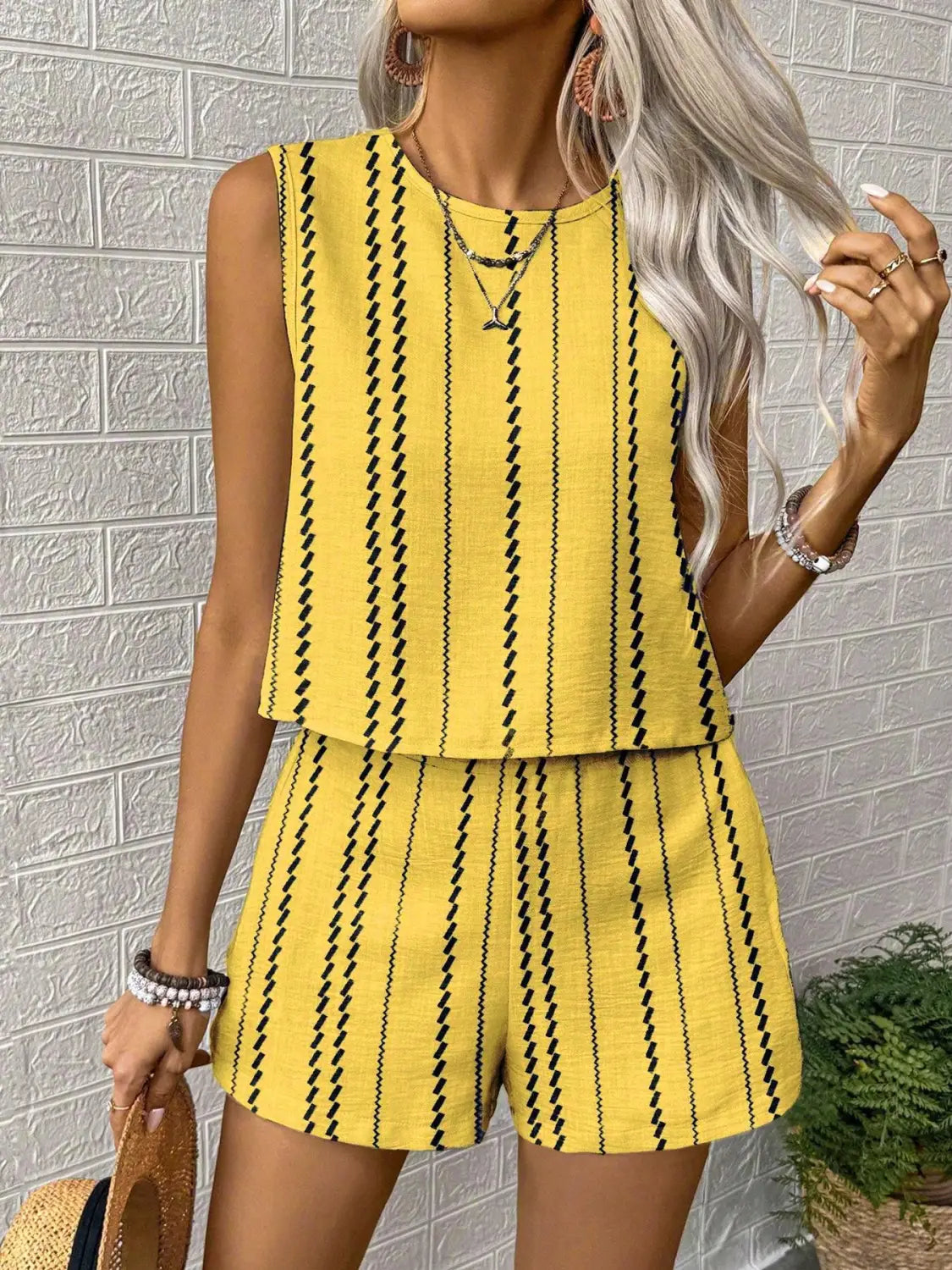 Naistele mõeldud sinine roheline roosa pleed polüester varrukateta püksid