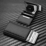 Credit Card Holder Smart Minimalist Wallet Pocket Men Women Slim Cardholder Bank Secure Creditcard Case - Carbon Fiber