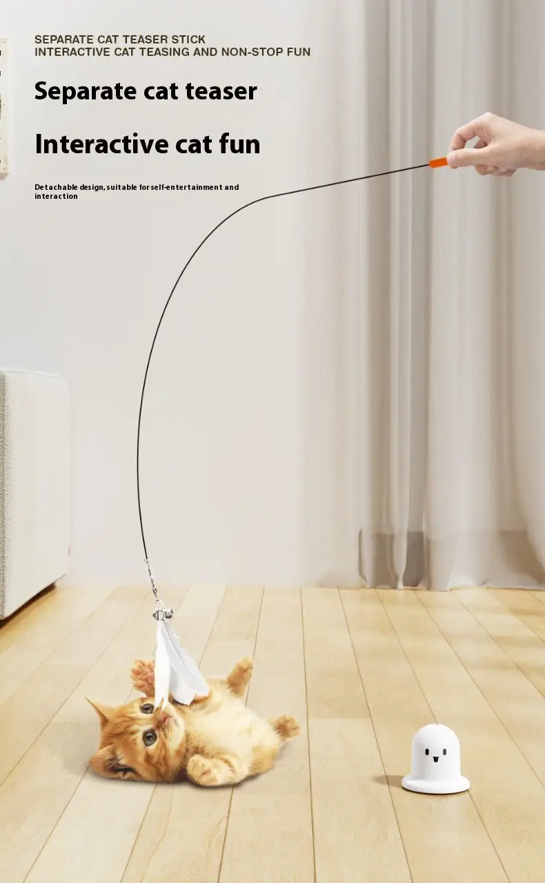 Kattet teaser leketøy med fjær frisk grønn ziplock -emballasje for interaktiv lek