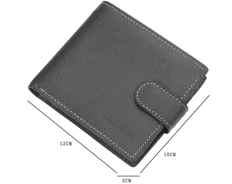 Leather Wallet Two Fold with Zipper Buckle in Black or Brown for United States and CHF Buyers