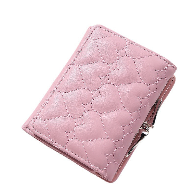 Short Chic Embroidery Thread Small Wallet Female Fresh - Short Chic Wallet for Stylish Coin Connoisseurs