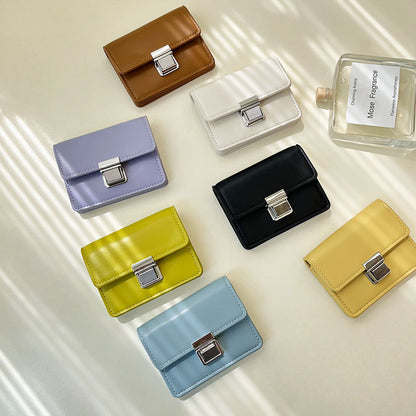 Female Mini Minority Simple Portable Elegant Flip Metal Buckle Card Holder Ins Student Wallet Fashion - Flip Your Style