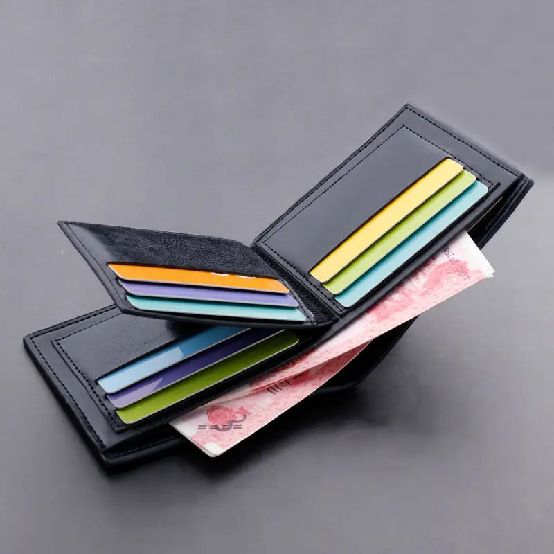 Solid Color Wallet for Men with Multiple Card Slots and ID Window in United States