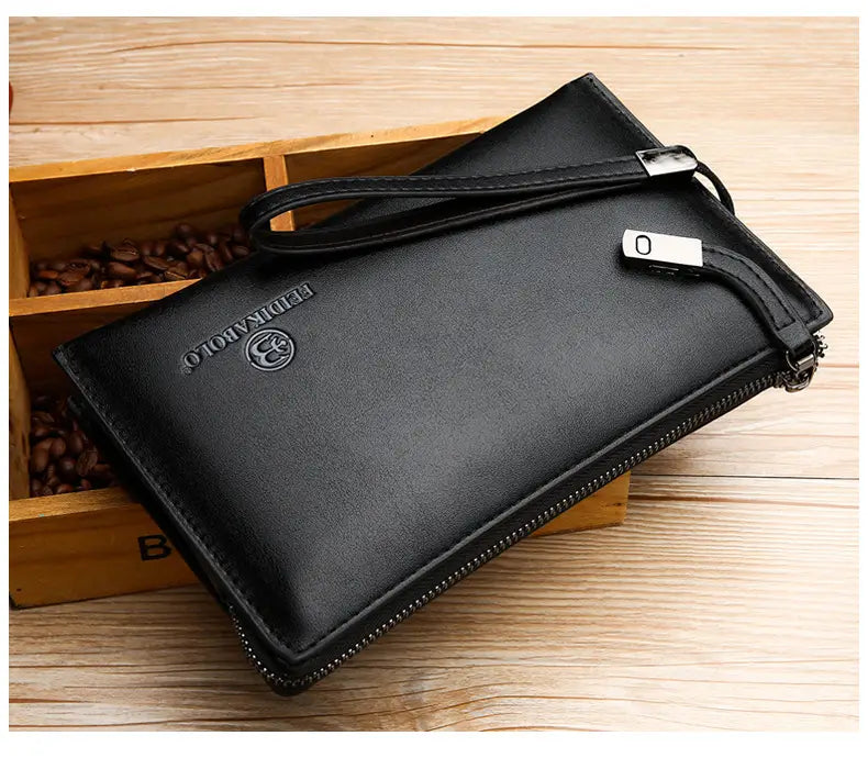 PU Leather Fashion Wallet with ID Card Holder and Zipper Pocket for United States