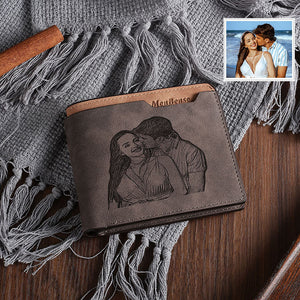 Photo Engraving Wallet Father’s Day Boyfriend Holiday Gift - Funny Wallet for Dad Perfect for Engraved Memories